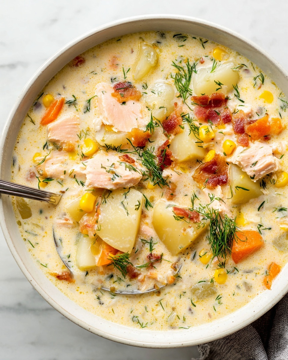 Creamy Salmon Chowder with Bacon and Dill Recipe - Recipe Image