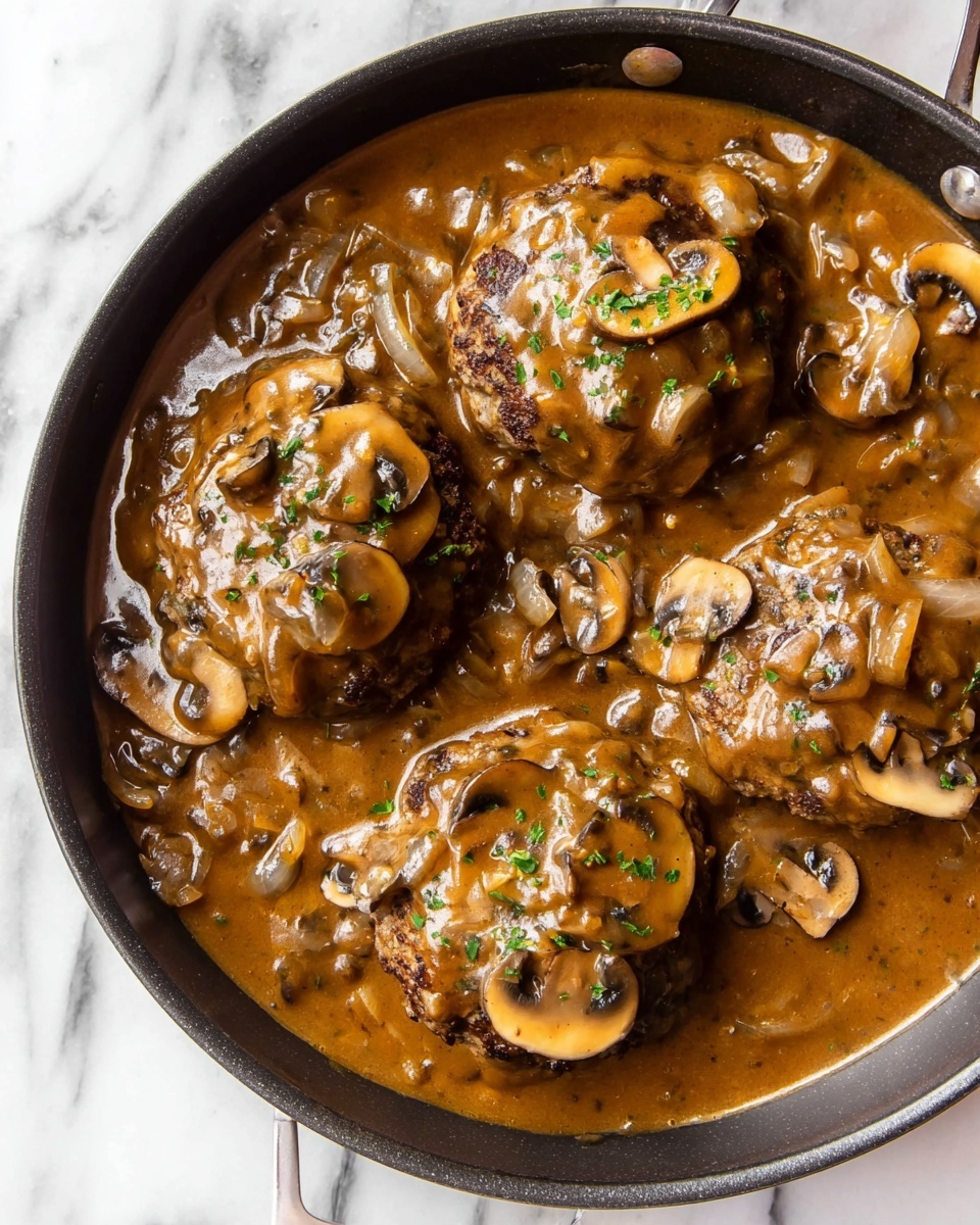 Creamy Mushroom Onion Salisbury Steak Recipe - Recipe Image