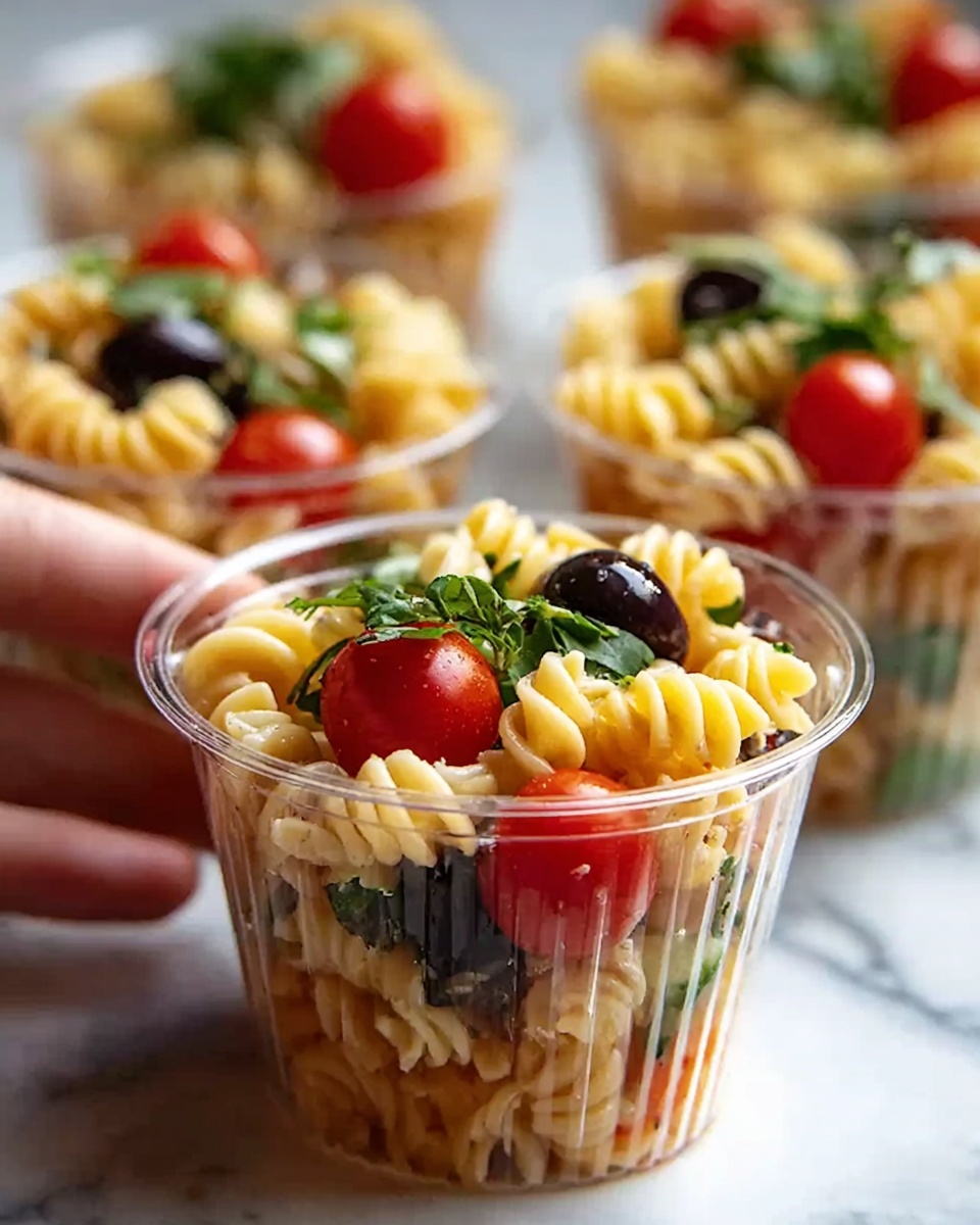 Fun and Flavorful Pasta Salad Cups: The Perfect Party Appetizer Recipe - Recipe Image