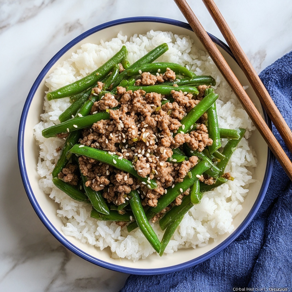Garlicky Beef & Green Bean Rice Bowl Recipe - Recipe Image
