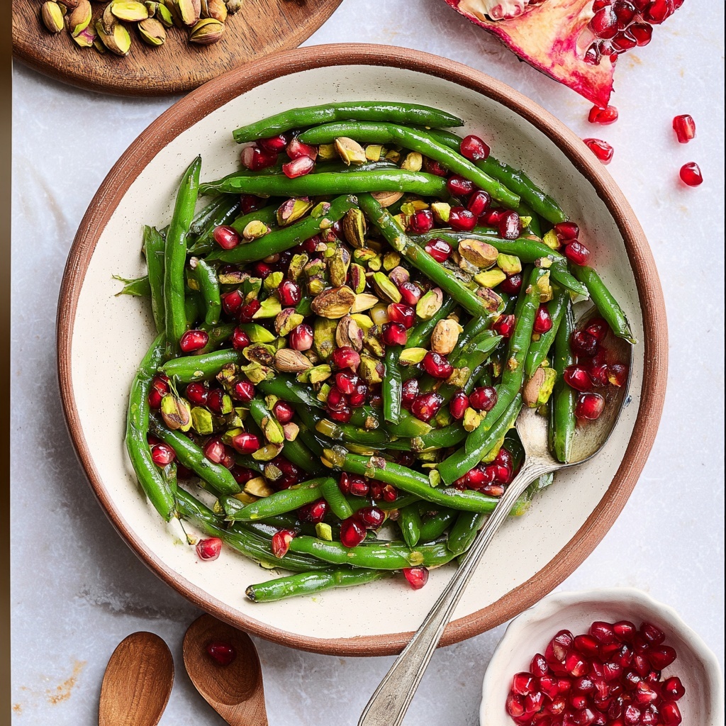 Green Beans with Pomegranate and Pistachios Recipe - Recipe Image