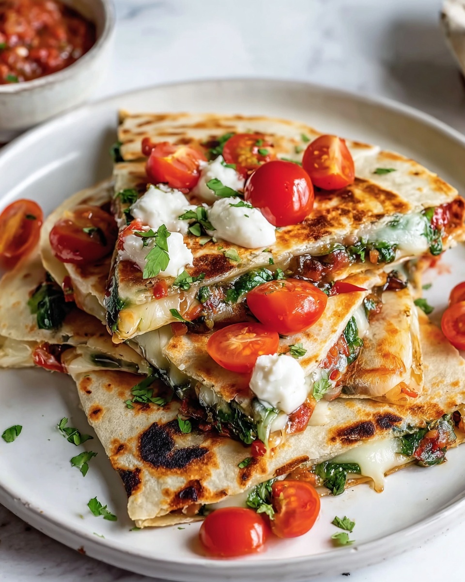 Mediterranean Quesadillas with Spinach, Feta, and Mozzarella Recipe - Recipe Image