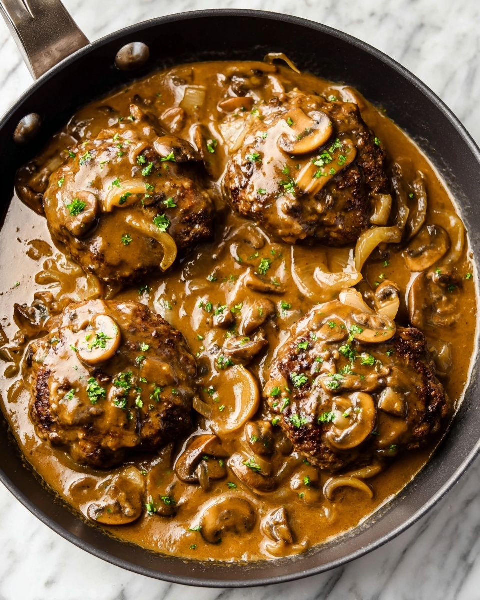 Creamy Mushroom Onion Salisbury Steak Recipe - Recipe Image