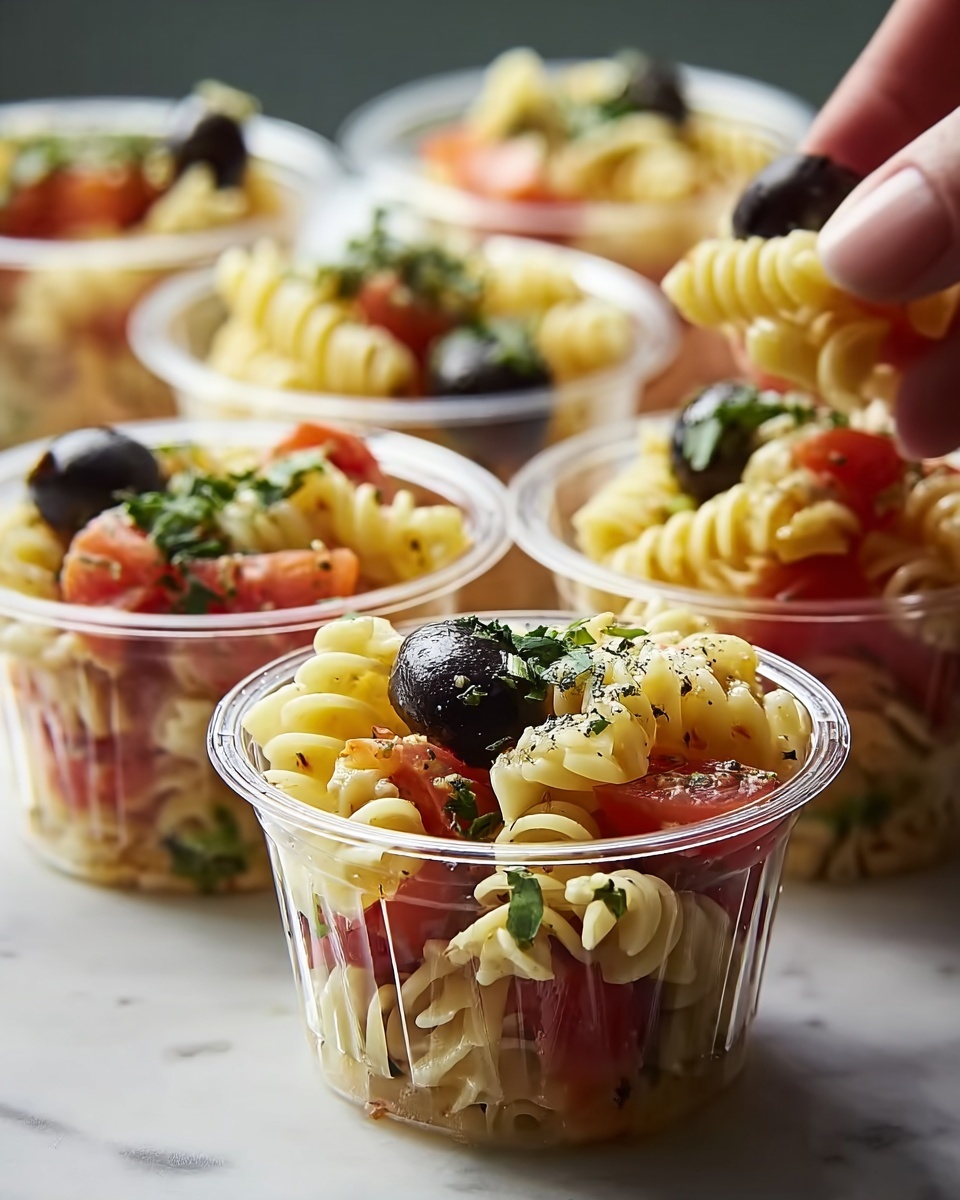 Fun and Flavorful Pasta Salad Cups: The Perfect Party Appetizer Recipe - Recipe Image