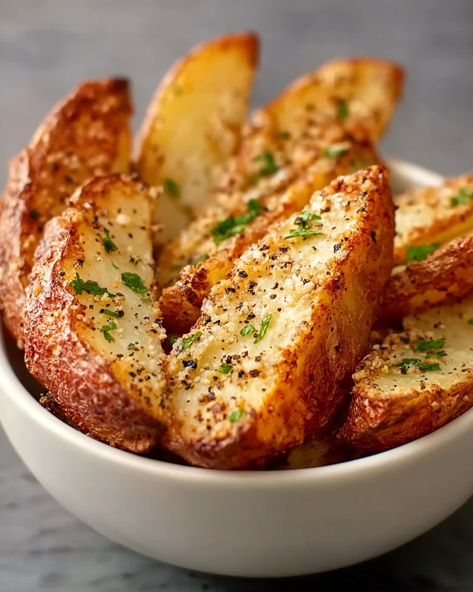 Baked Garlic Parmesan Potato Wedges Recipe - Recipe Image