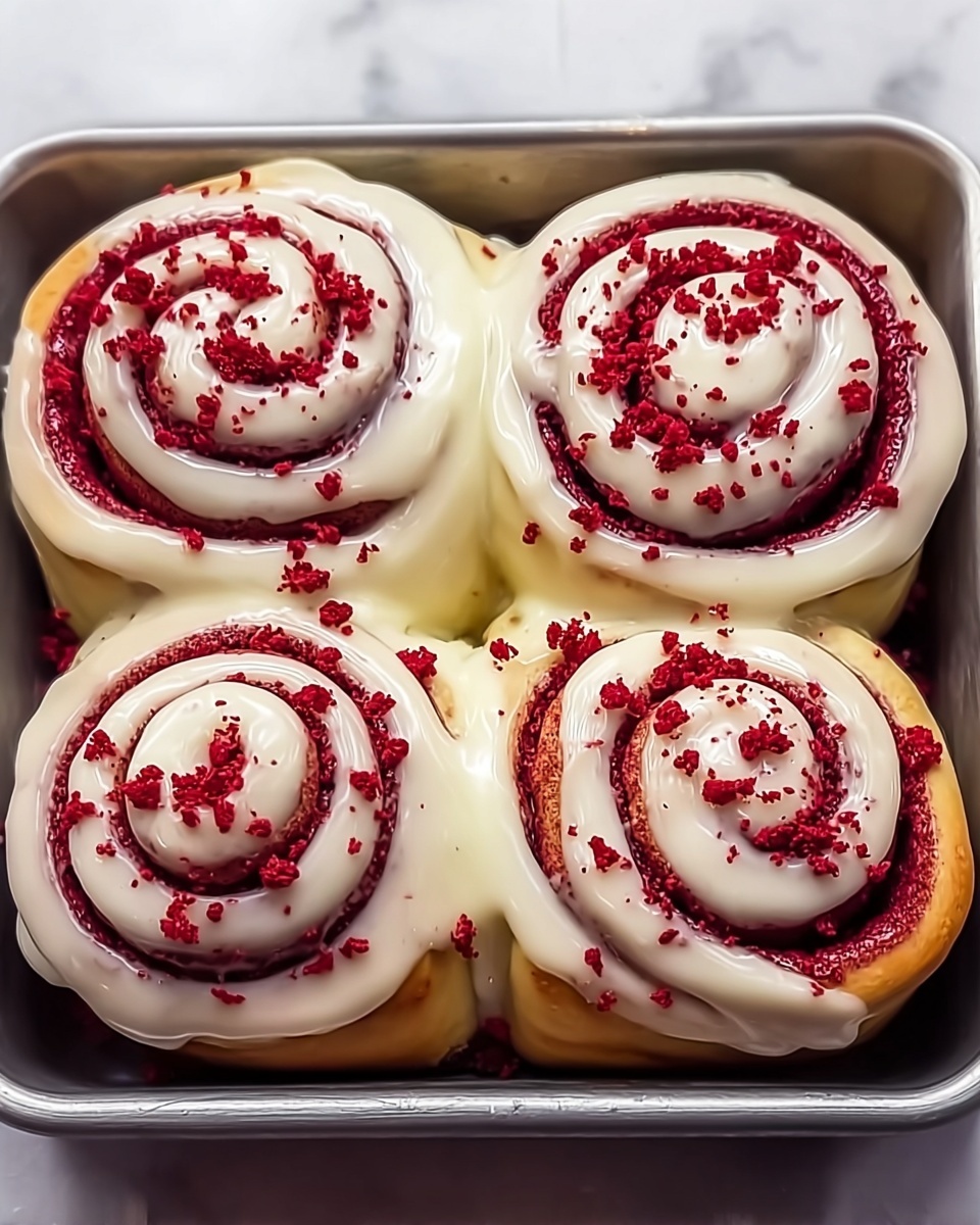 Red Velvet Cinnamon Rolls with Cream Cheese Frosting Recipe - Recipe Image
