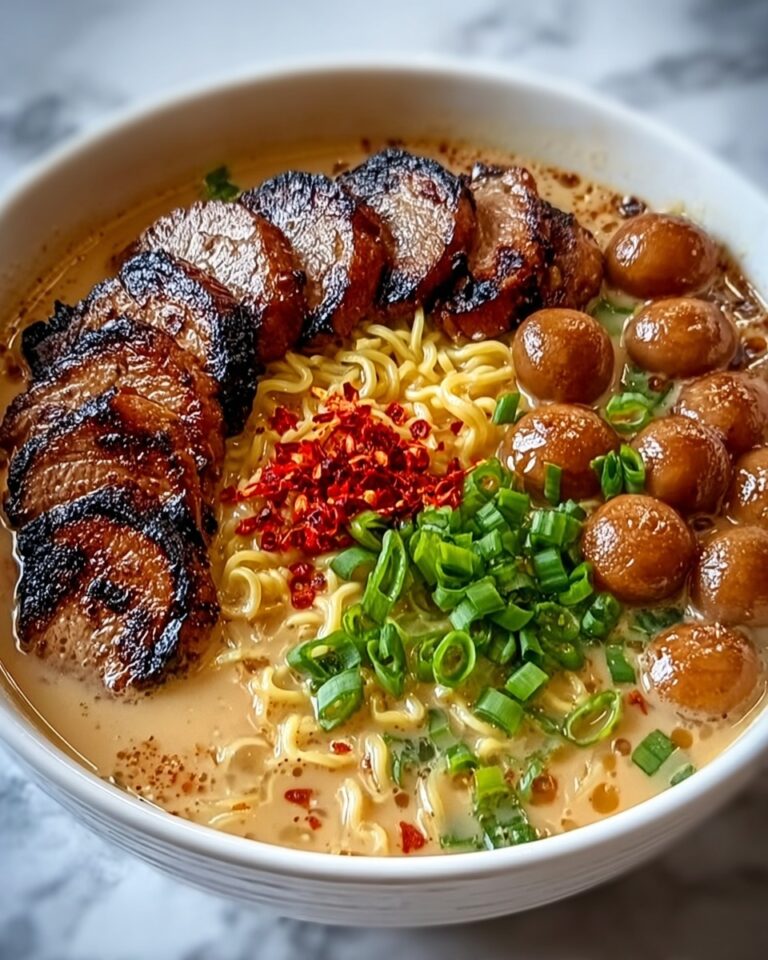 Fiery Chicken Ramen with Creamy Garlic Sauce Recipe