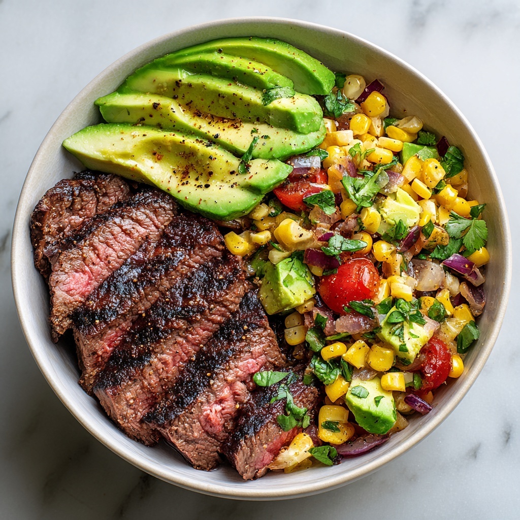 Steak Bowl with Fire Roasted Corn & Avocado Salad Recipe - Recipe Image