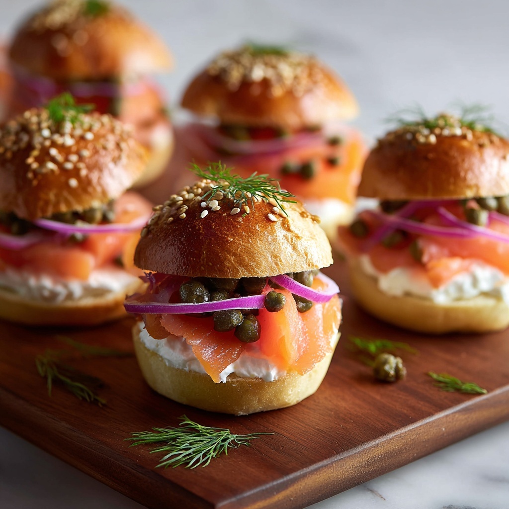 Mini Bagel Sandwich Sliders with Smoked Salmon Recipe - Recipe Image