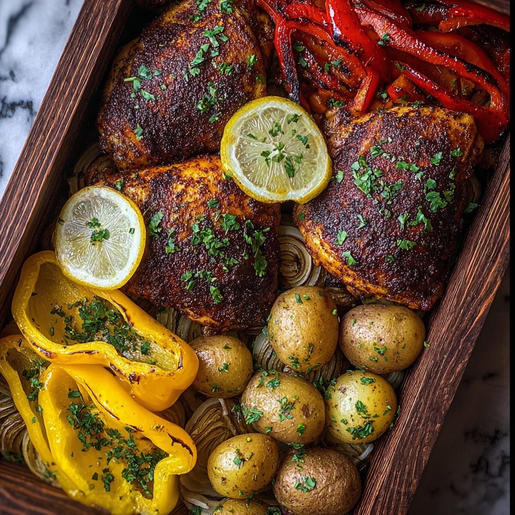 Sheet Pan Blackened Lemon Chicken Dinner Recipe - Recipe Image