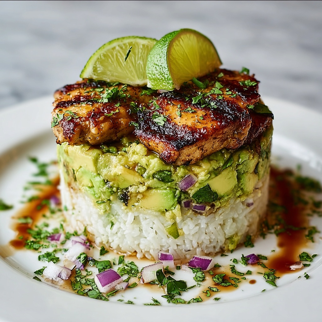 Honey Lime Chicken & Avocado Rice Stack Recipe - Recipe Image