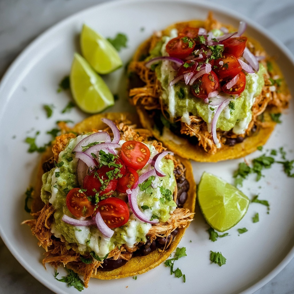 Chicken Guacamole and Bean Tostadas Recipe - Recipe Image