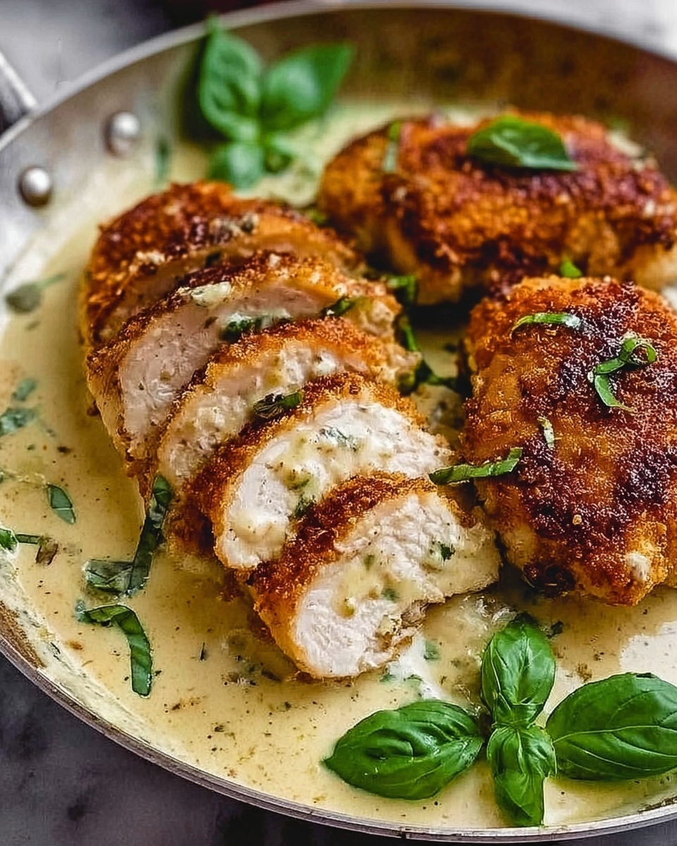 Parmesan Crusted Chicken with Creamy Garlic Sauce Recipe - Recipe Image