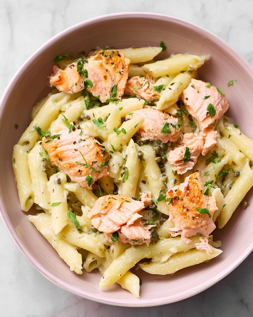 Salmon Pesto Pasta Recipe - Recipe Image