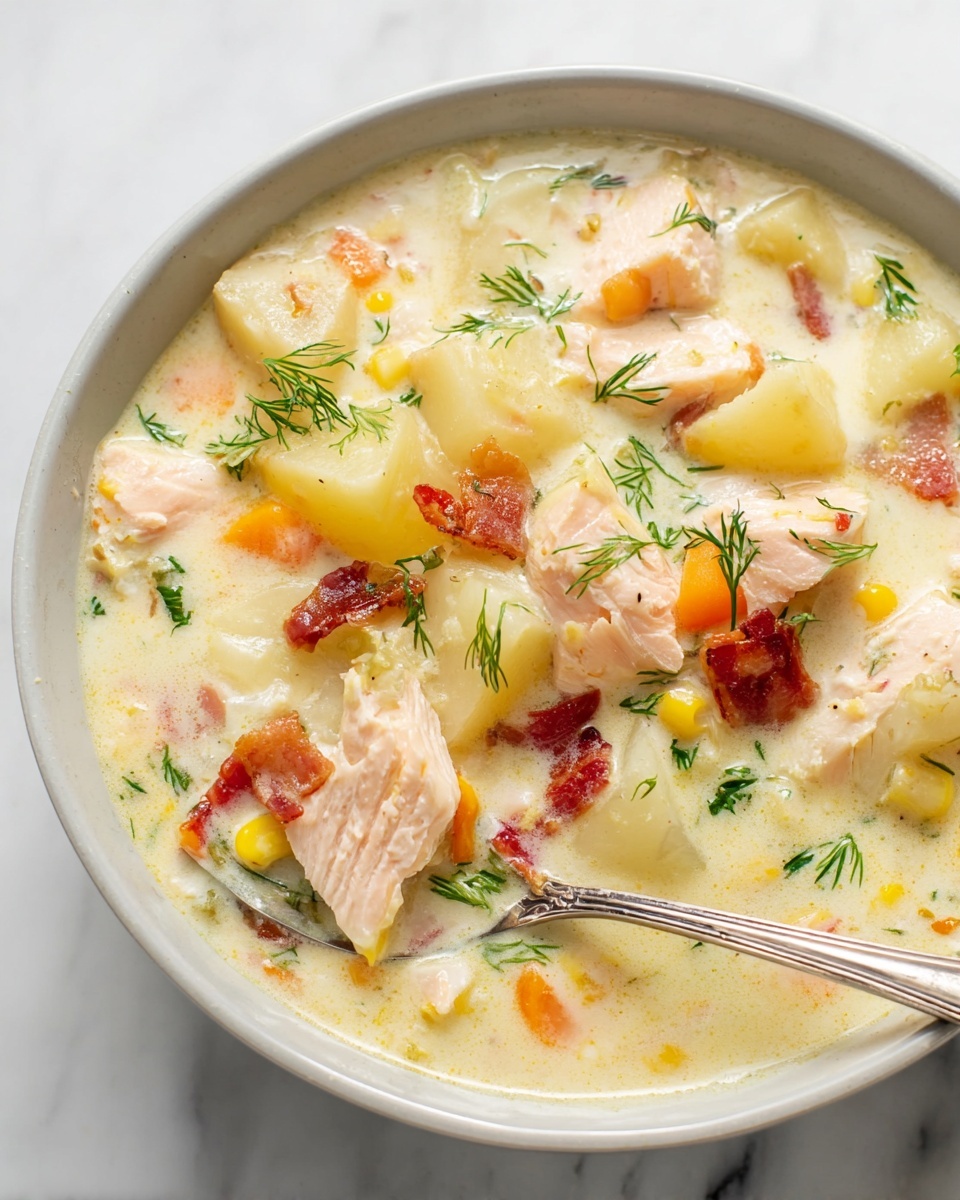 Creamy Salmon Chowder with Bacon and Dill Recipe - Recipe Image