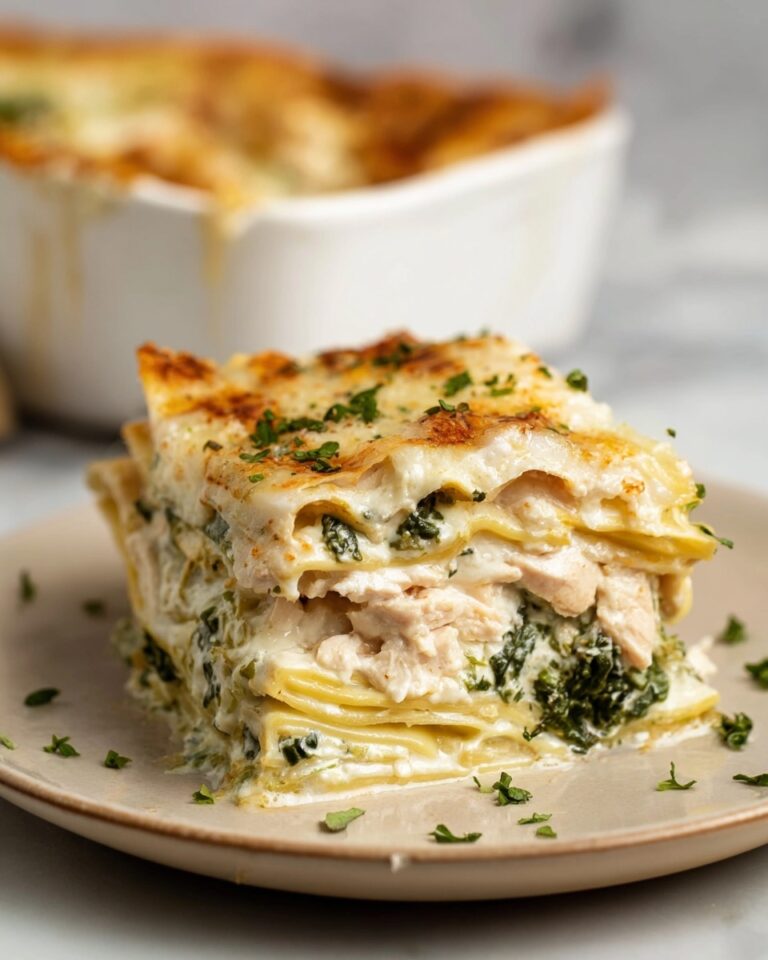 Creamy Chicken Lasagna with Spinach and Four Cheeses Recipe