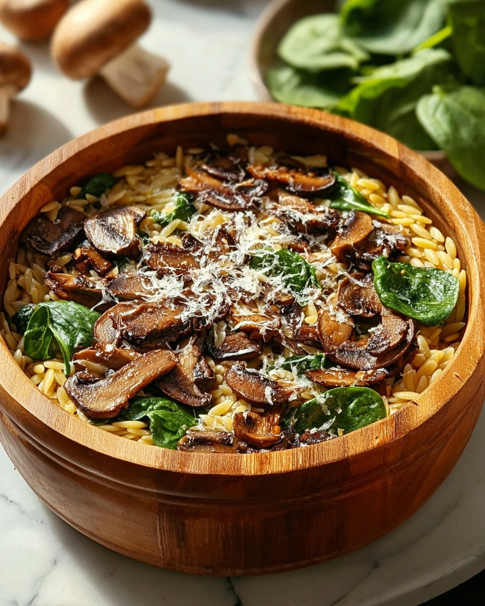 Creamy Mushroom and Spinach Orzo: One-Pot Weeknight Dinner Recipe - Recipe Image