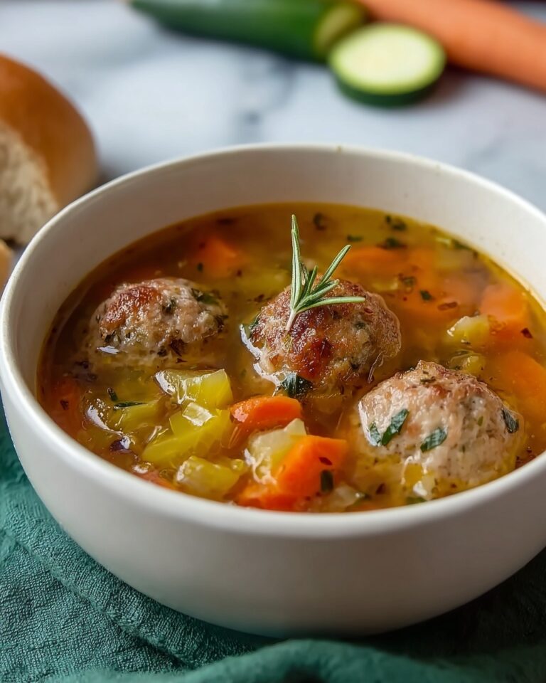 Comforting Vegetable Soup with Meatballs and Pasta Recipe