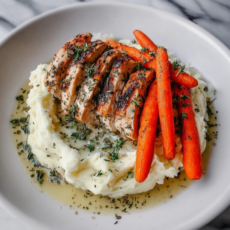Garlic Herb Chicken with Creamy Mashed Potatoes and Roasted Carrots Recipe