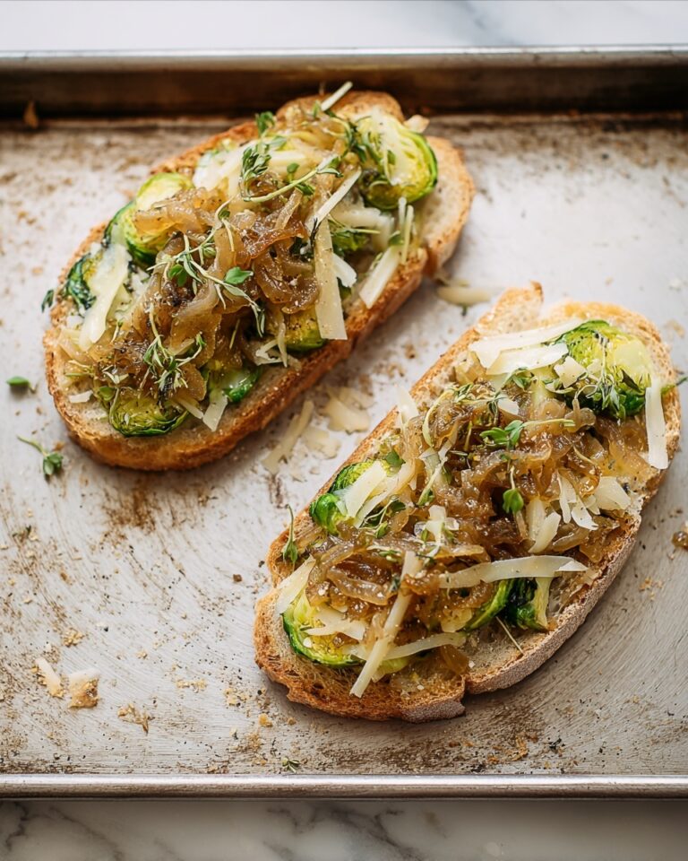 Brussels Sprouts Toast with Caramelized Onions Recipe