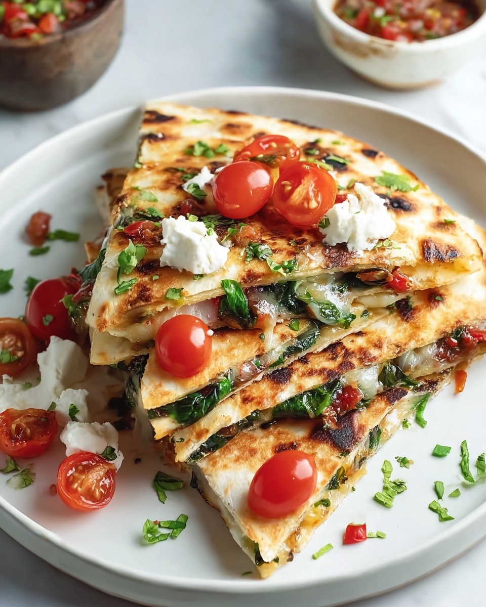 Mediterranean Quesadillas with Spinach, Feta, and Mozzarella Recipe - Recipe Image