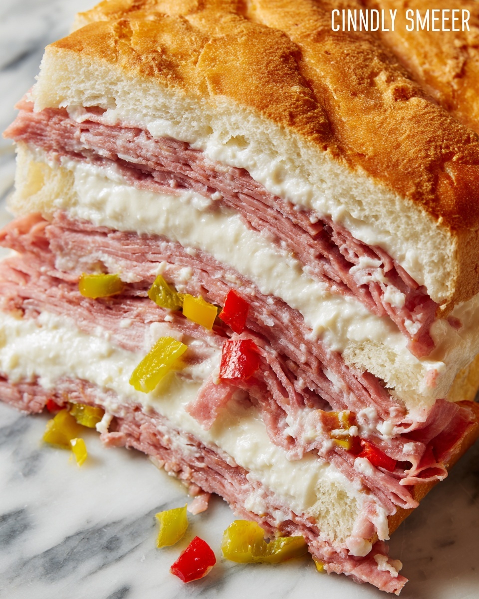 Cheesy Meat Grinder Stuffed Bread Recipe - Recipe Image