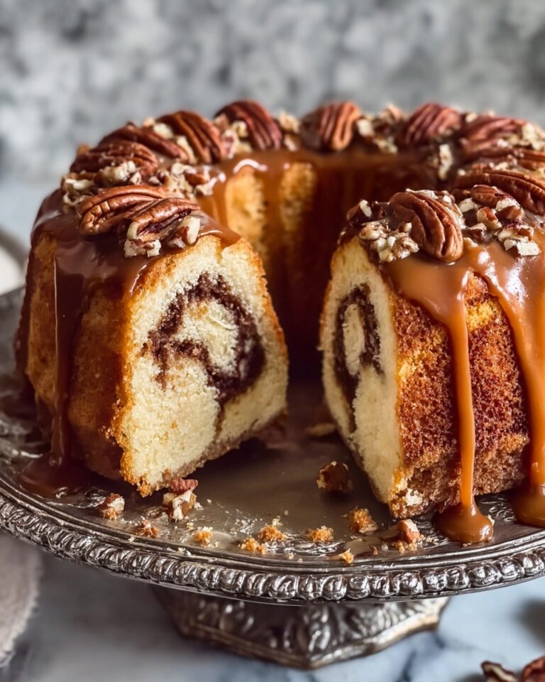 Pecan Caramel Cinnamon Roll Cream Cheese Pound Cake Recipe