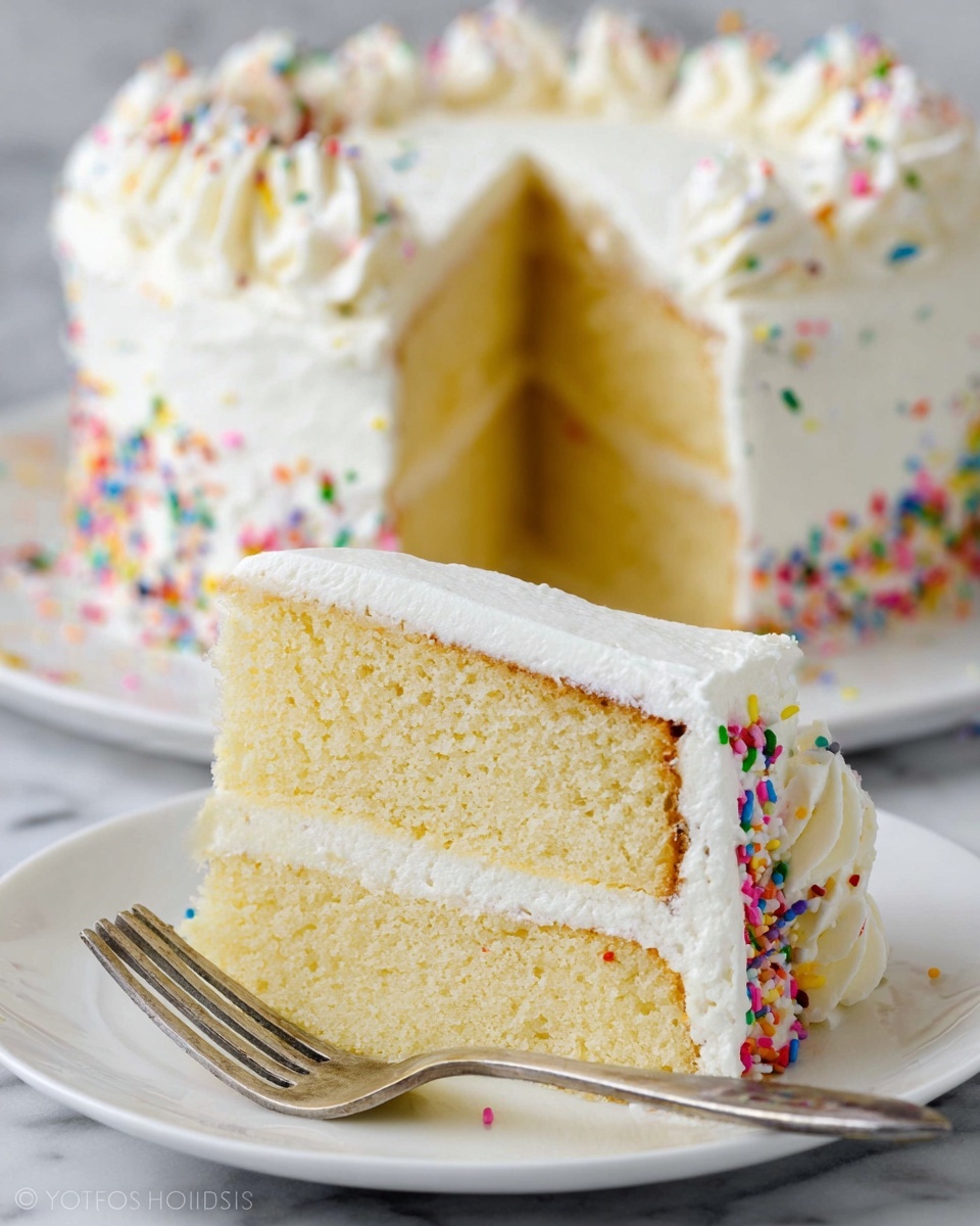 Creamy Vanilla Cake with Buttercream Frosting Recipe - Recipe Image