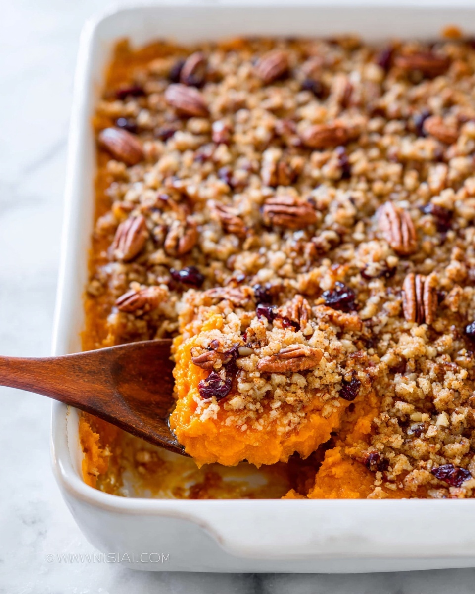 Sweet Potato Casserole with Cranberries and Pecans Recipe - Recipe Image