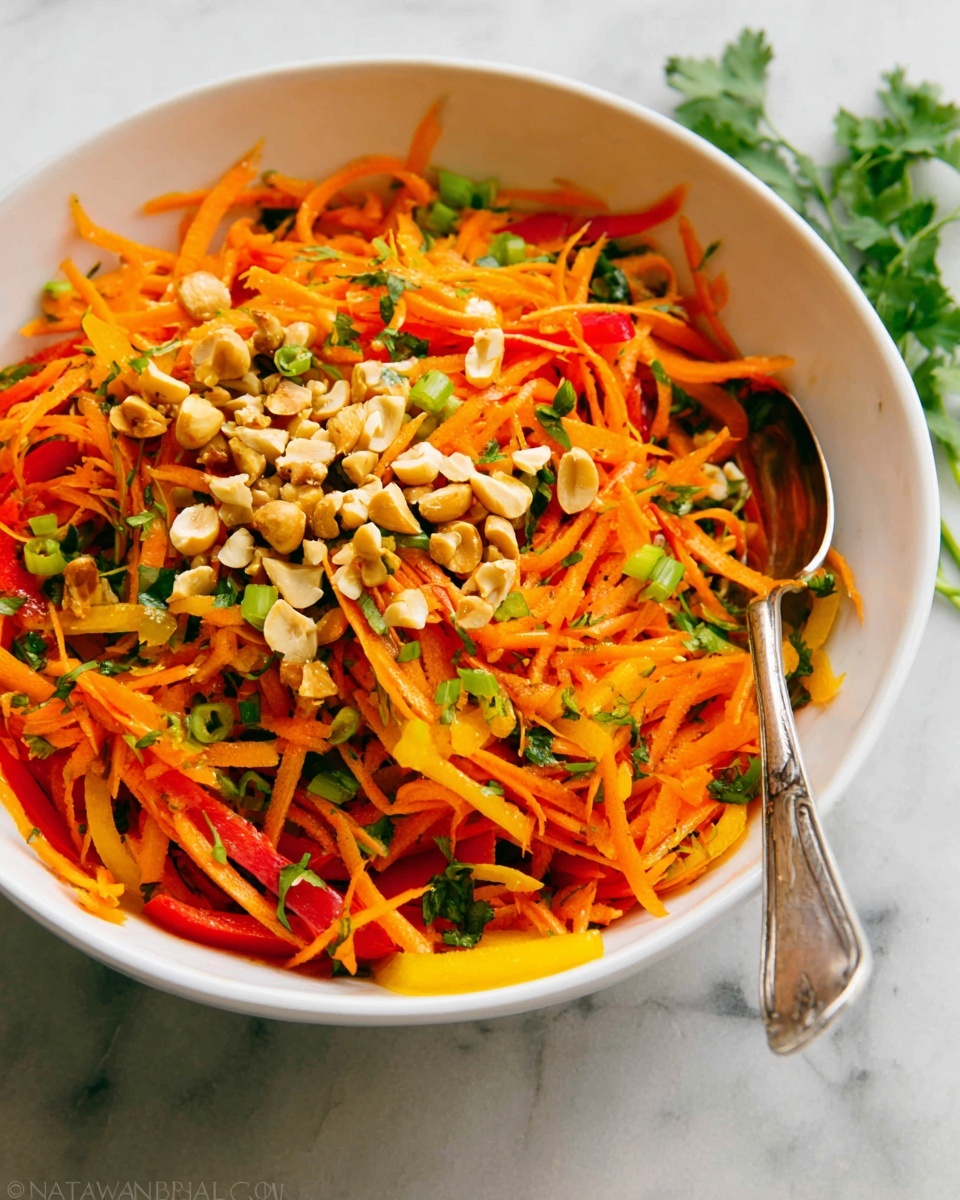 Korean Carrot Salad with Cashews and Crispy Bell Peppers Recipe - Recipe Image