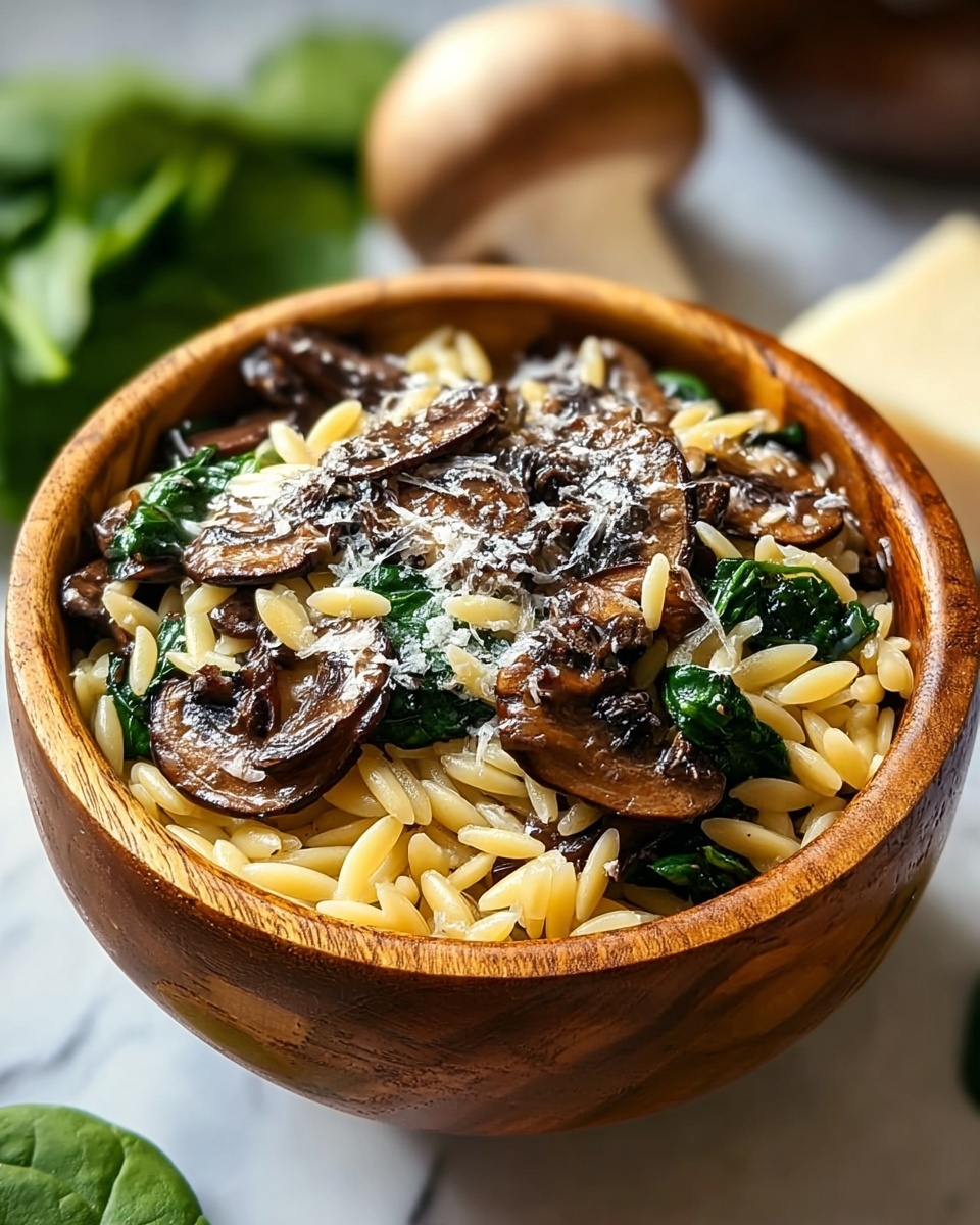 Creamy Mushroom and Spinach Orzo: One-Pot Weeknight Dinner Recipe - Recipe Image