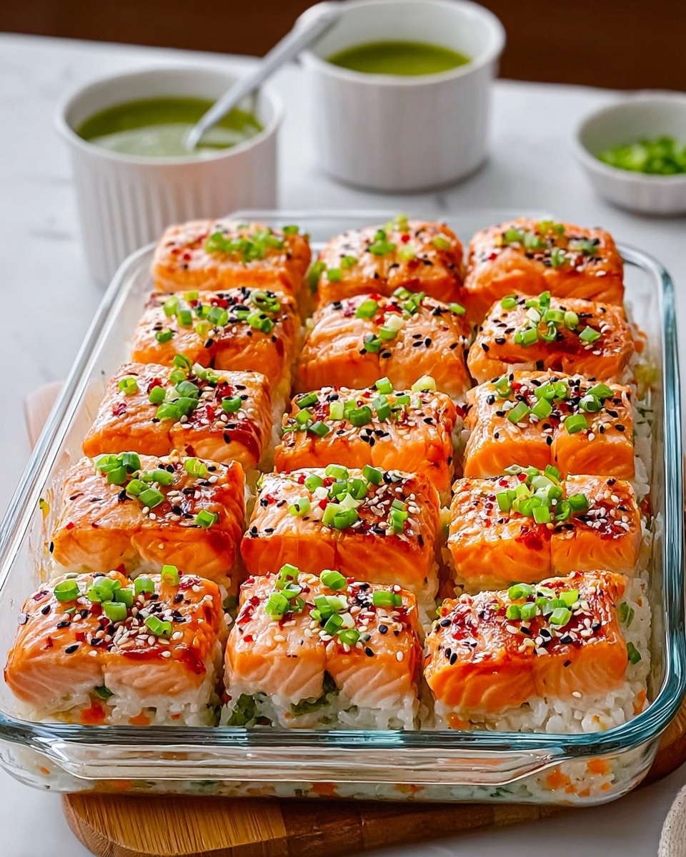 Salmon Sushi Bake – A Hot and Cheesy Recipe - Recipe Image