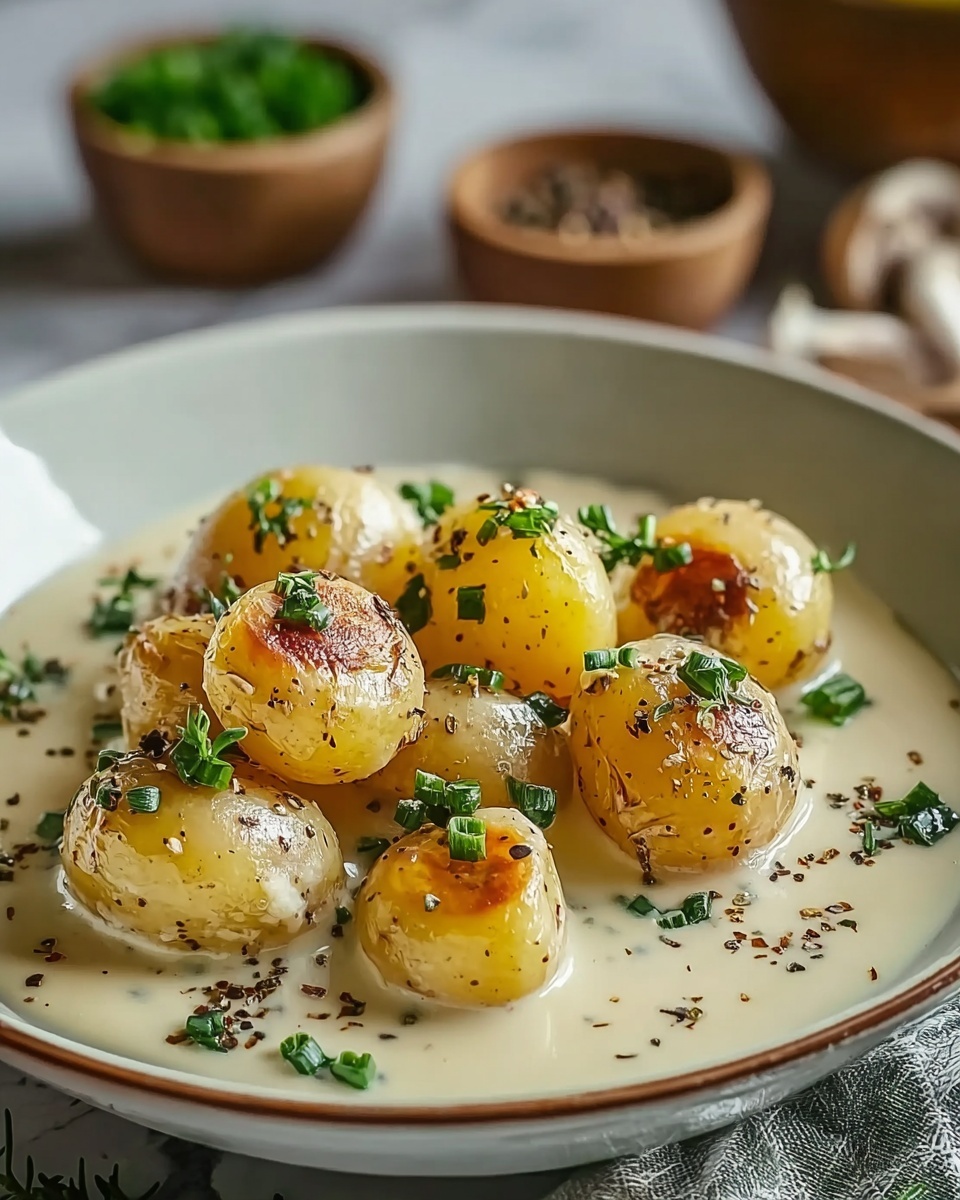 Creamy Garlic Sauce Baby Potatoes Recipe - Recipe Image
