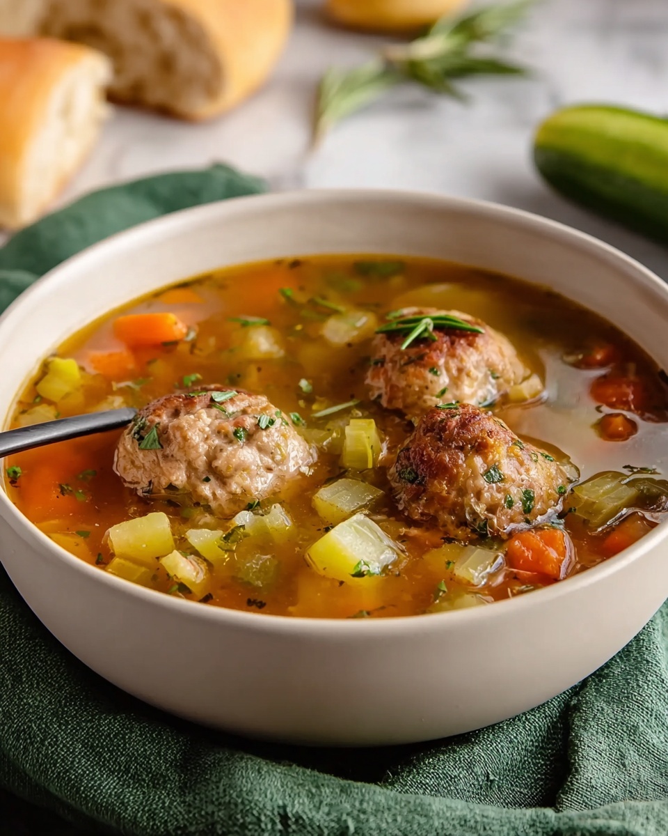 Comforting Vegetable Soup with Meatballs and Pasta Recipe - Recipe Image