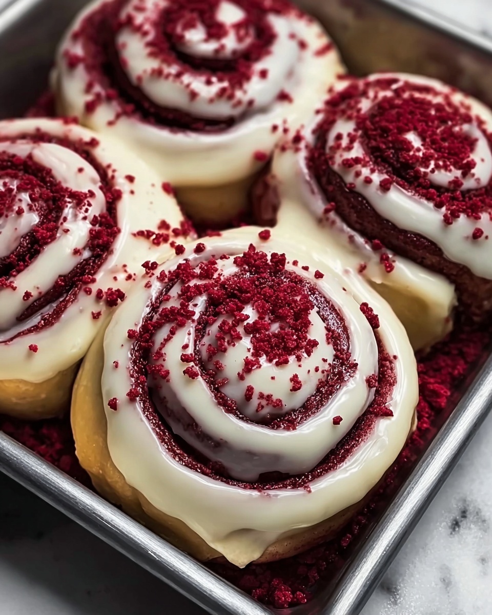 Red Velvet Cinnamon Rolls with Cream Cheese Frosting Recipe - Recipe Image