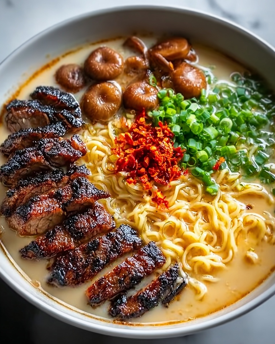 Fiery Chicken Ramen with Creamy Garlic Sauce Recipe - Recipe Image