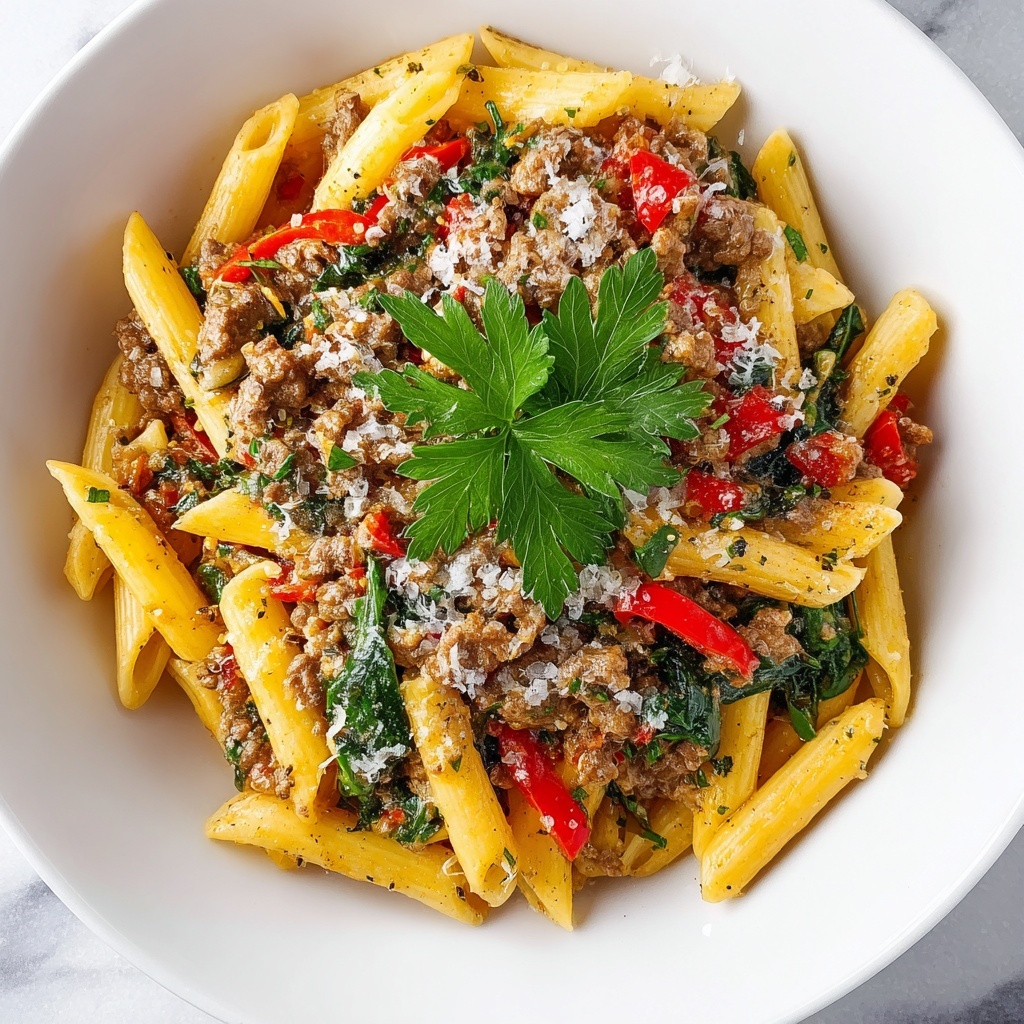 High Protein Creamy Beef Pasta Recipe - Recipe Image