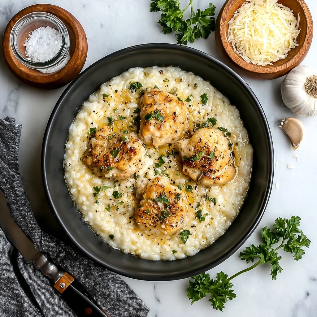 One-Pan Creamy Parmesan Chicken and Rice Recipe - Recipe Image