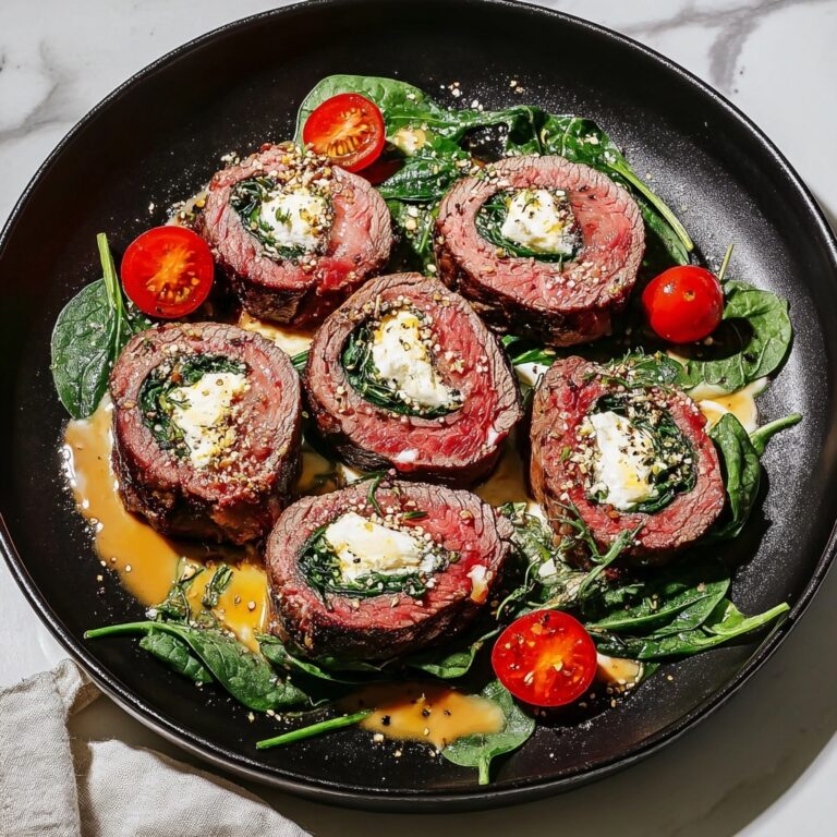 Flank Steak Pinwheels with Spinach, Roasted Red Peppers, and Provolone Recipe