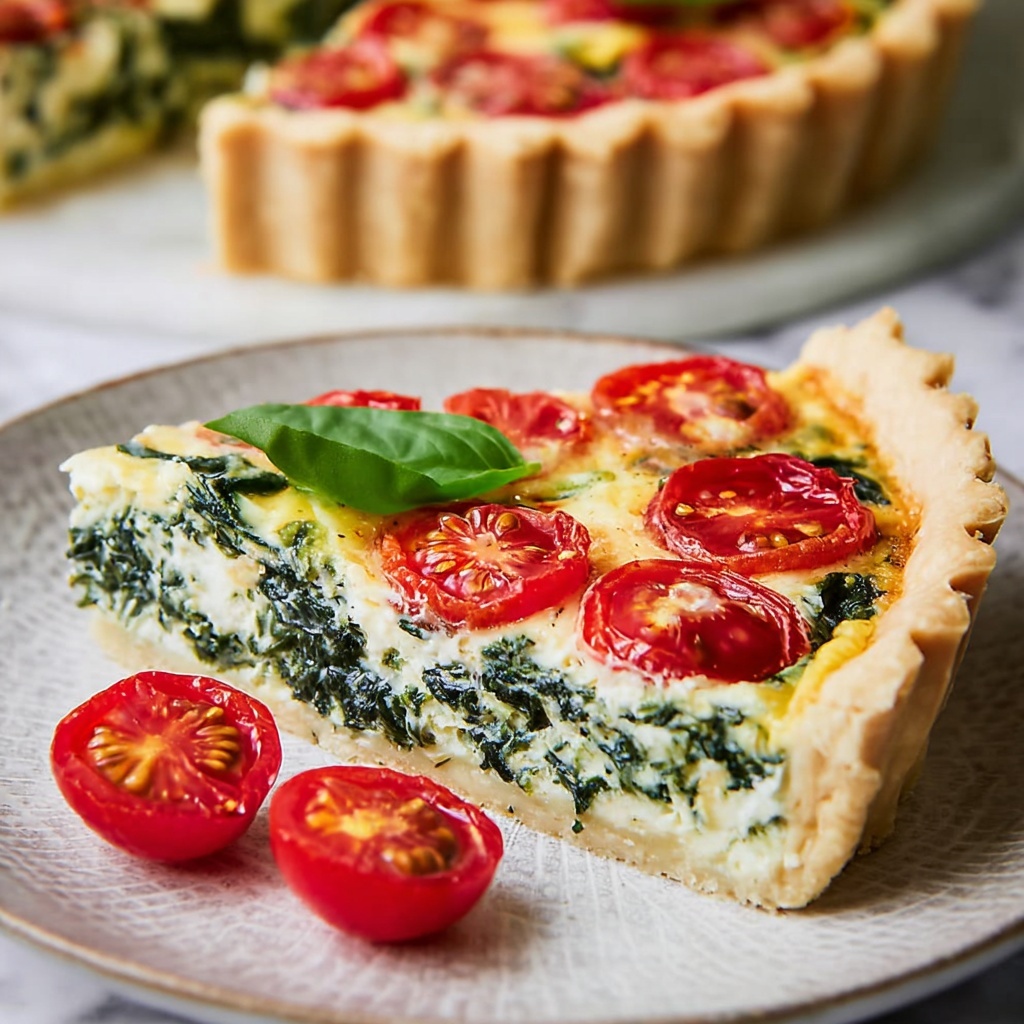 Cherry Tomato, Leek, and Spinach Quiche Recipe - Recipe Image