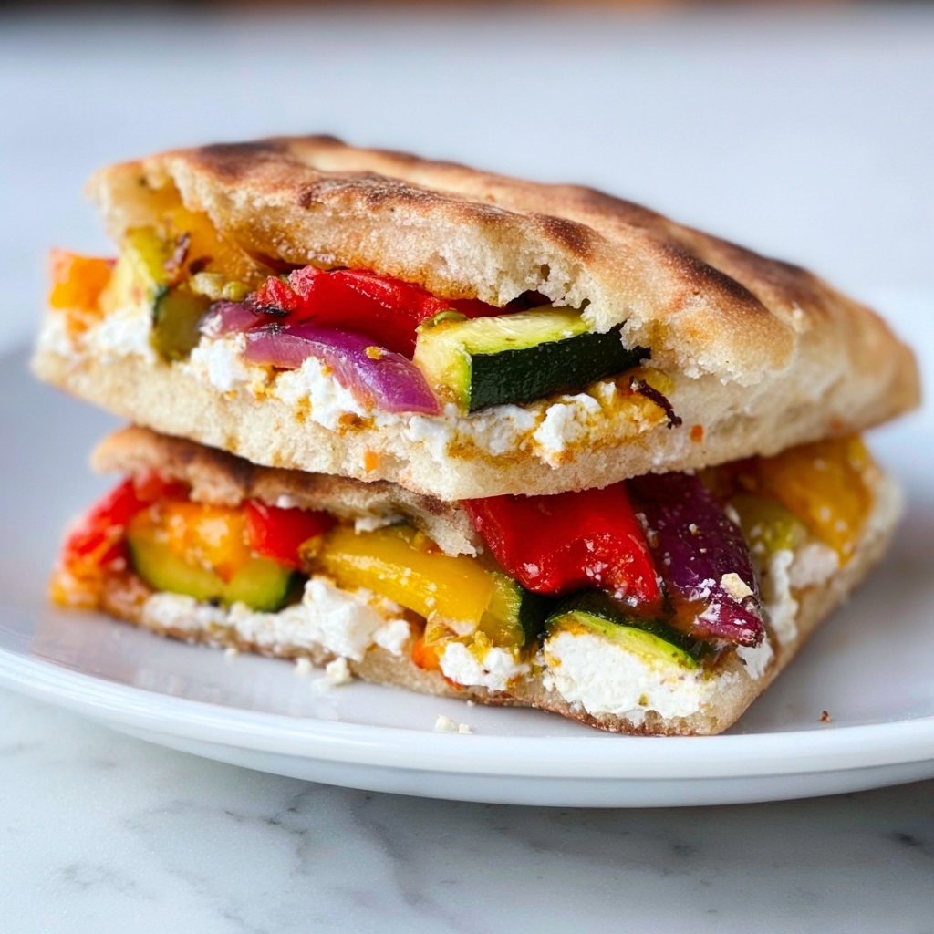Grilled Squash, Red Pepper, and Feta Sandwich Recipe - Recipe Image