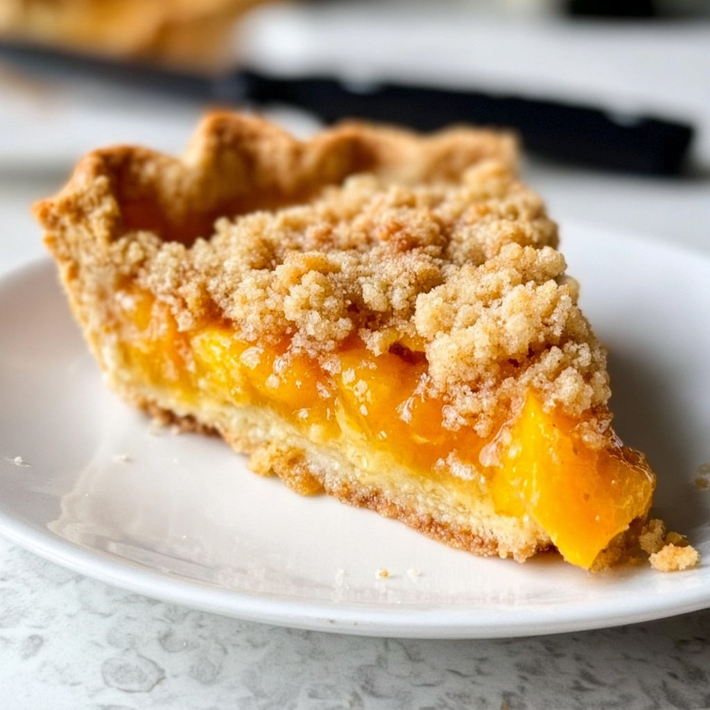 Peach Custard Pie with Streusel Topping Recipe - Recipe Image