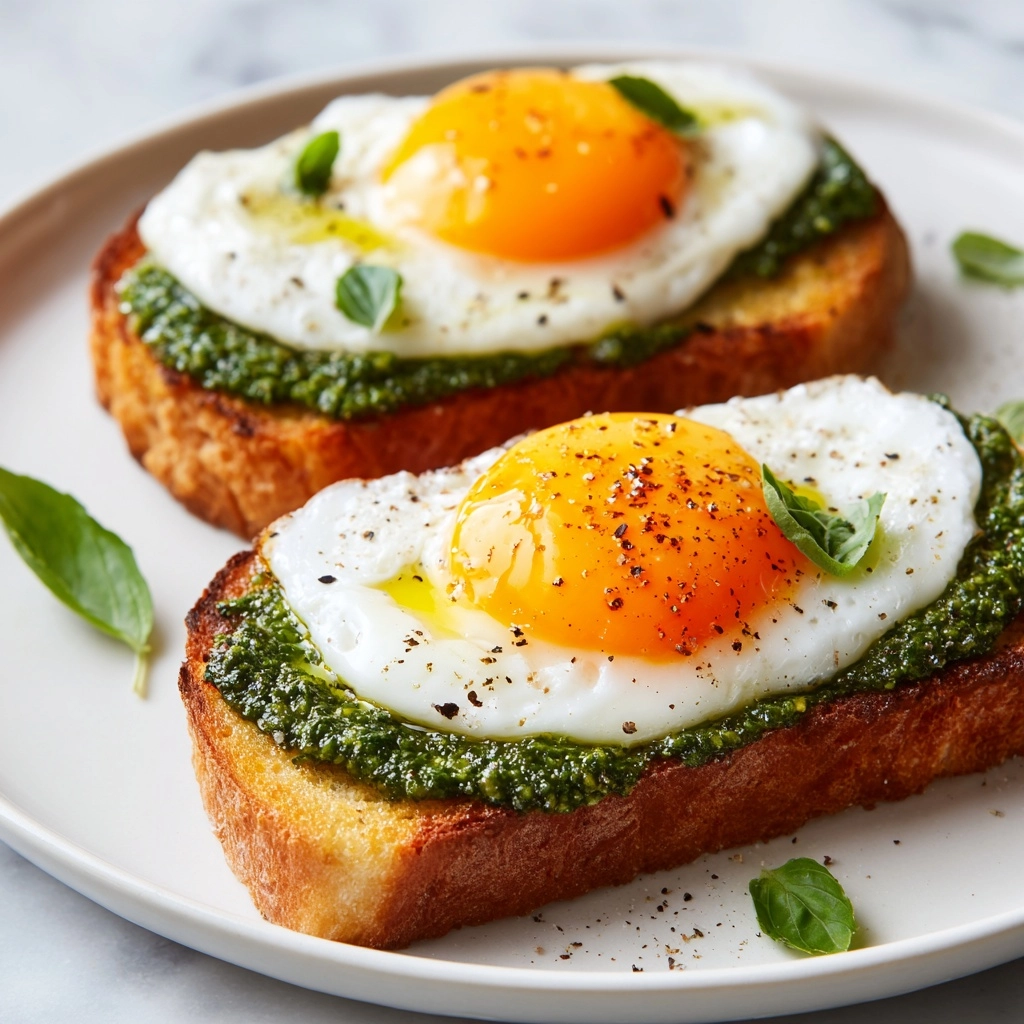 Pesto Eggs on Sourdough Toast with Herbed Goat Cheese Recipe - Recipe Image