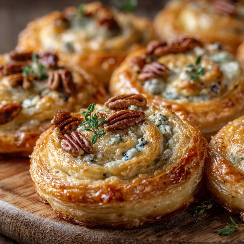 Blue Cheese, Walnut, and Thyme Pull-Apart Puff Pastry Twirl Recipe - Recipe Image