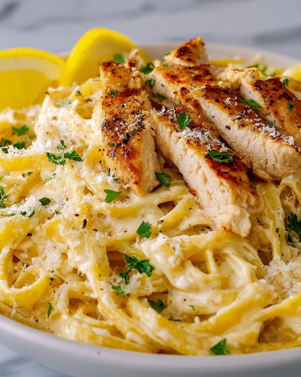 Creamy Lemon Garlic Chicken Pasta Recipe - Recipe Image