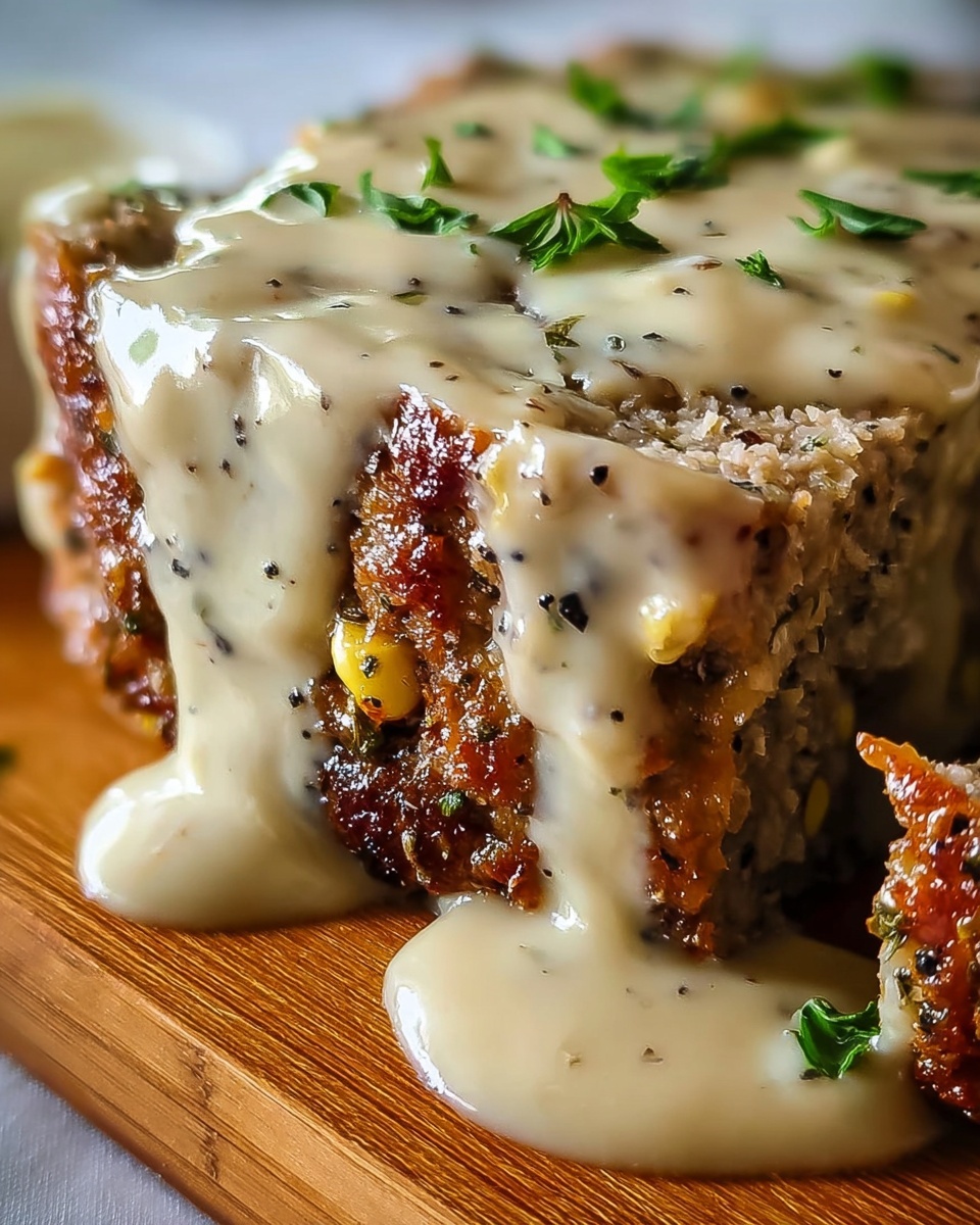 Chicken Cordon Bleu-Inspired Meatloaf with Dijon Gravy Recipe - Recipe Image