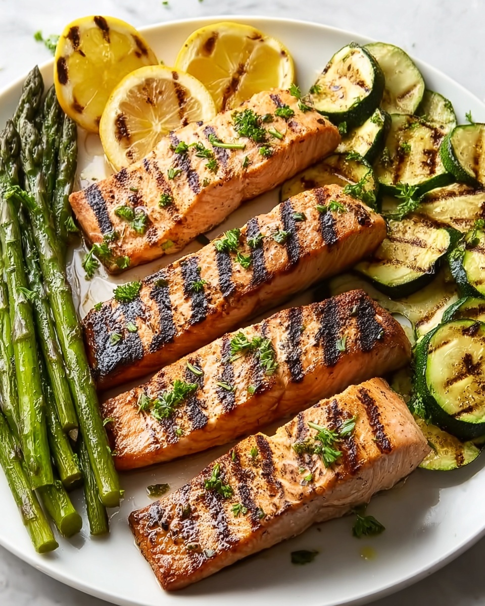 Grilled Salmon & Vegetables Recipe - Recipe Image