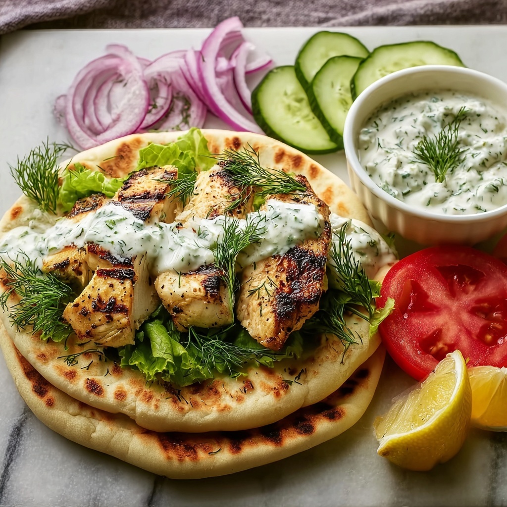 Greek Chicken Gyros with Lemon-Herb Marinade and Tzatziki Recipe - Recipe Image