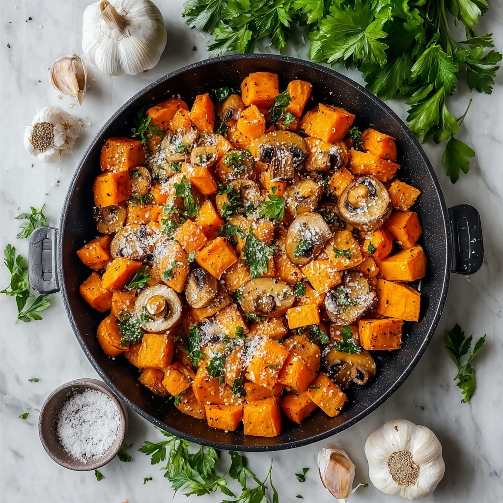 Garlic Butter Roasted Sweet Potatoes Recipe - Recipe Image