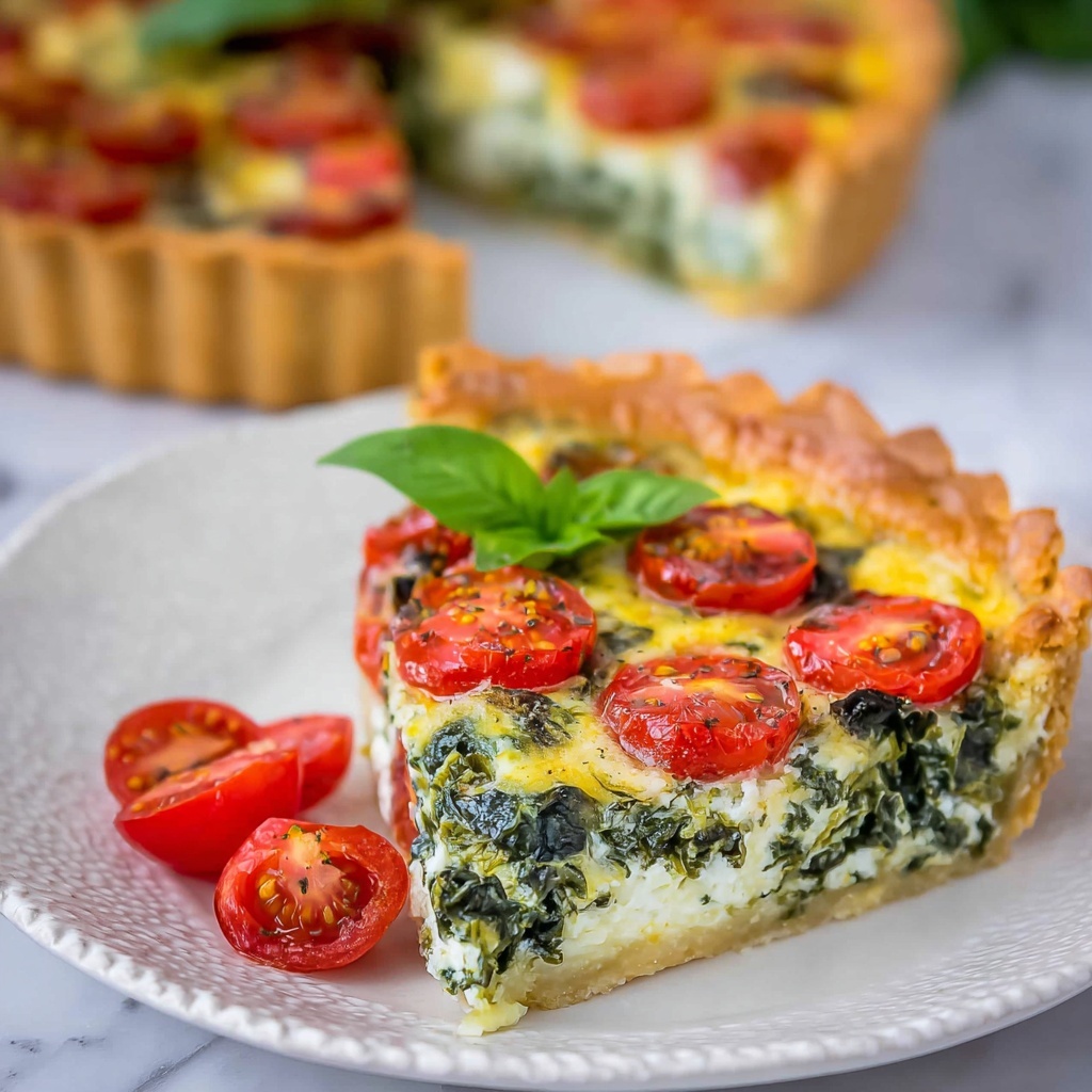 Cherry Tomato, Leek, and Spinach Quiche Recipe - Recipe Image
